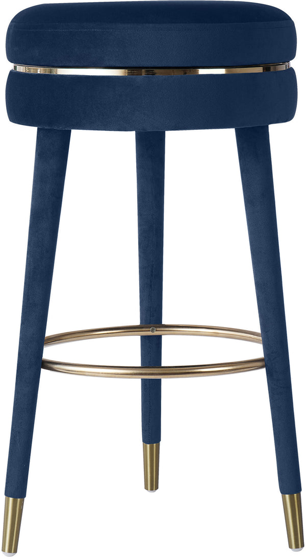 Coral Navy Velvet Bar Stool