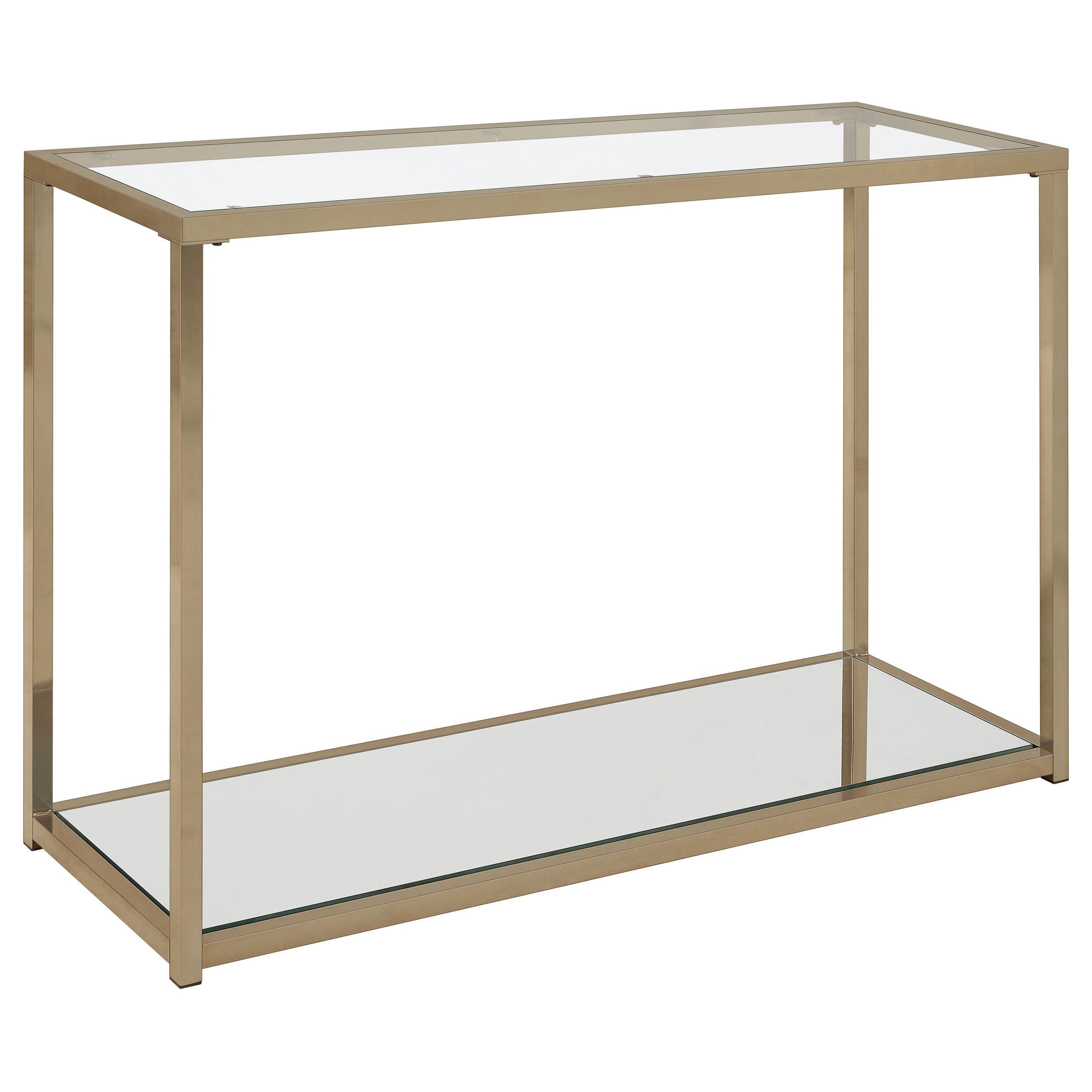 Cora Sofa Table with Mirror Shelf Chocolate Chrome