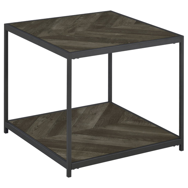 Beckley Chevron End Table Rustic Grey Herringbone