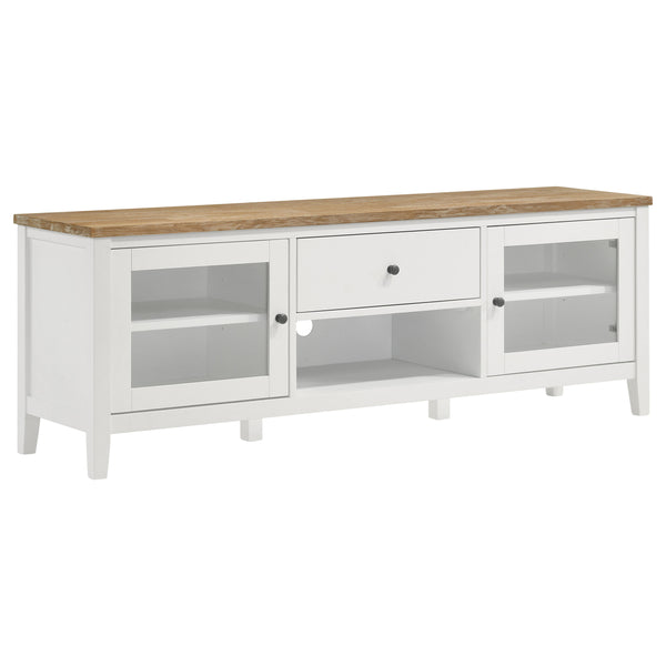 Angela 2-door Wooden 67" TV Stand Brown and White