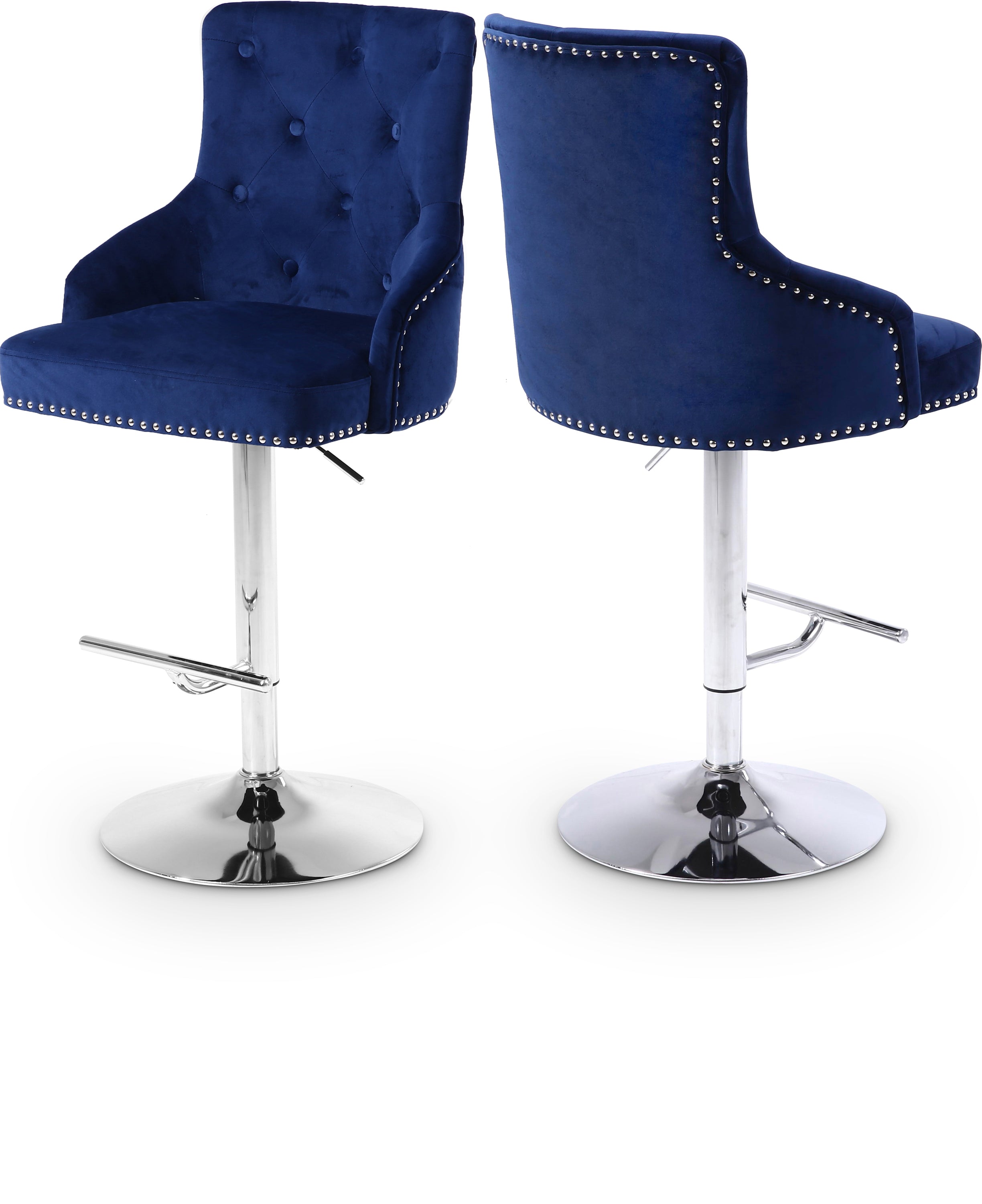 Claude Navy Velvet Adjustable Stool