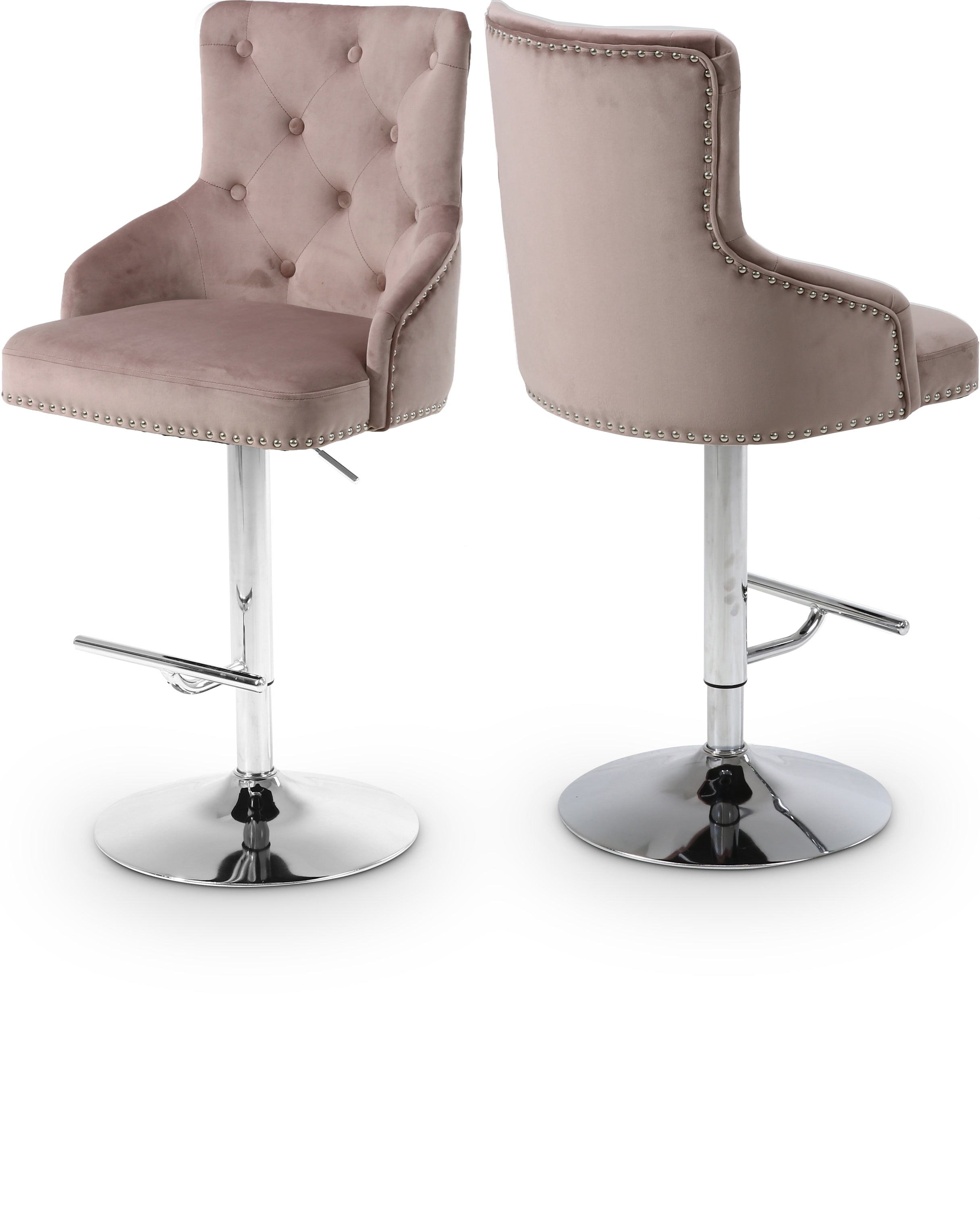 Claude Pink Velvet Adjustable Stool