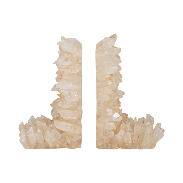 Quartz, S/2 5" Crystallized Bookends, Ivory