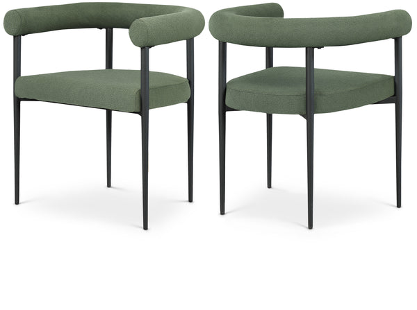 Louie Green Boucle Fabric Dining Chair