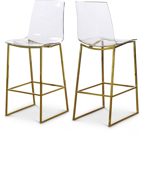 Lumen Gold Metal/Lucite Polycarbonate Stool