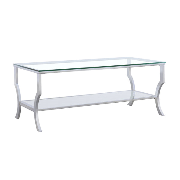 Saide Rectangular Coffee Table with Mirrored Shelf Chrome