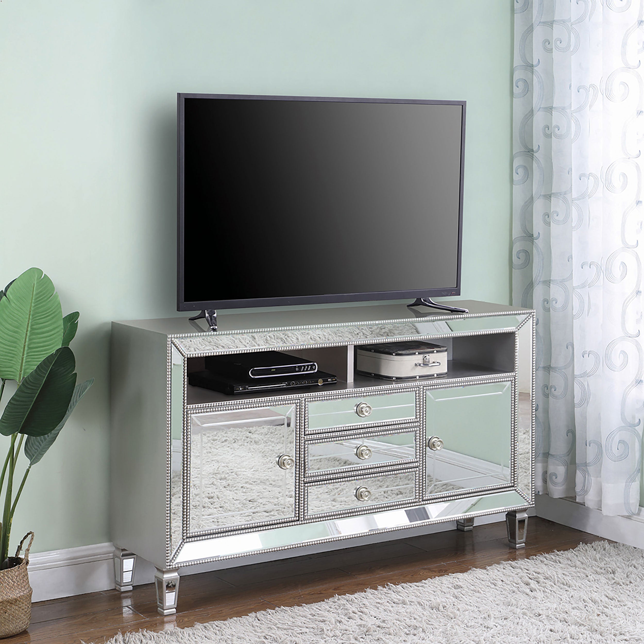 3-drawer TV Console Metallic Platinum