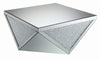 Amore Square Coffee Table with Triangle Detailing Silver and Clear Mirror