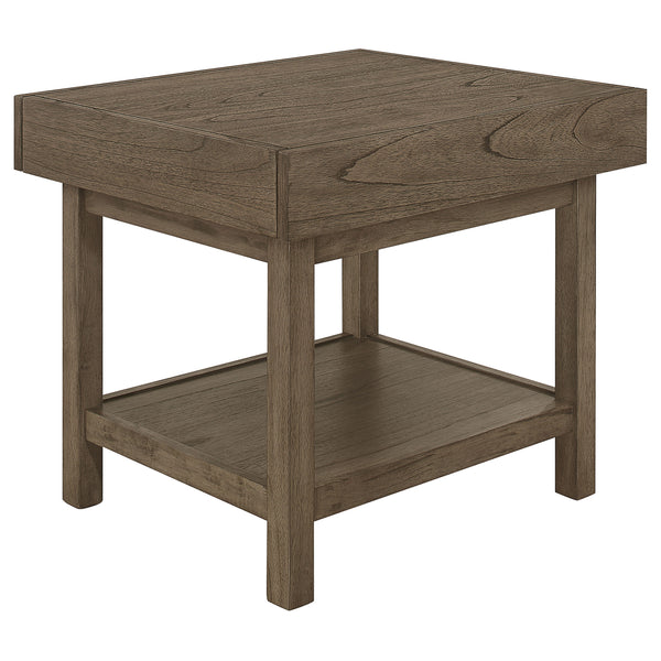 Owen Rectangle End Table with Shelf Wheat Brown