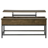 Byers Black Coffee Table with Hidden Storage Brown Oak and Sandy Black