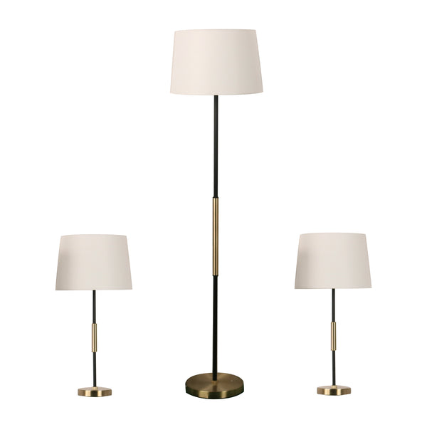 Metal, S/3 26/60" Slim 2-tone Lamps,antique/black