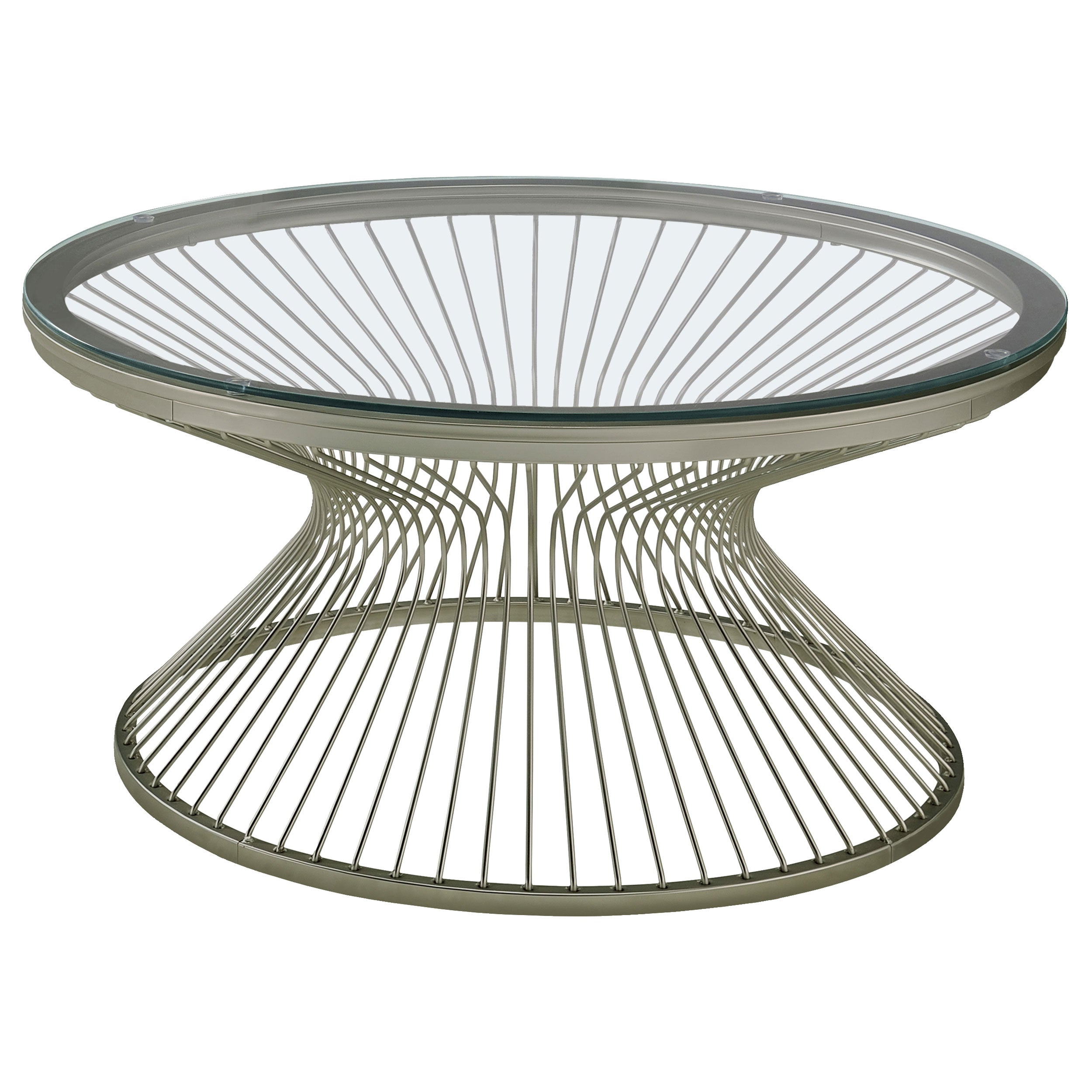 Mandy Round Glass Top Coffee Table Satin Grey