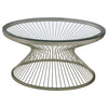 Mandy Round Glass Top Coffee Table Satin Grey