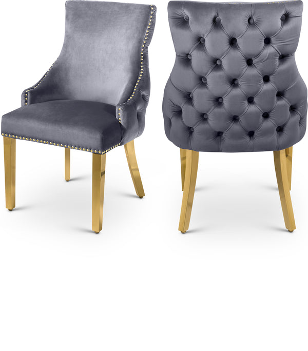 Tuft Grey Velvet Dining Chair