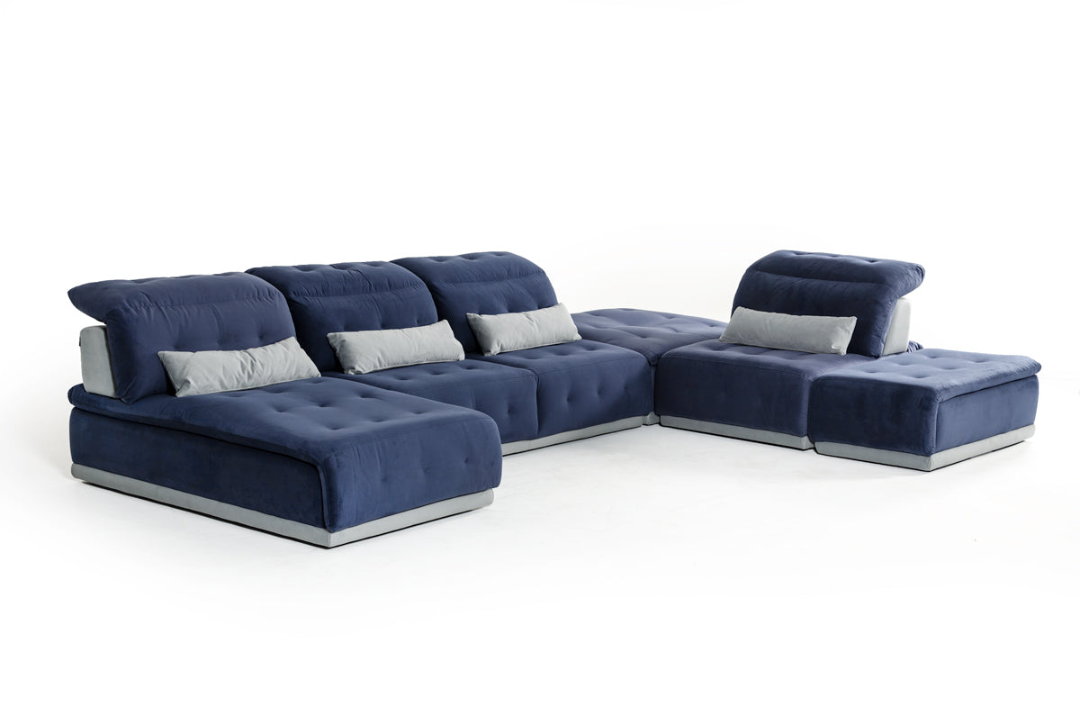 David Ferrari Daiquiri Italian Modern Blue & Grey Modular Sectional Sofa