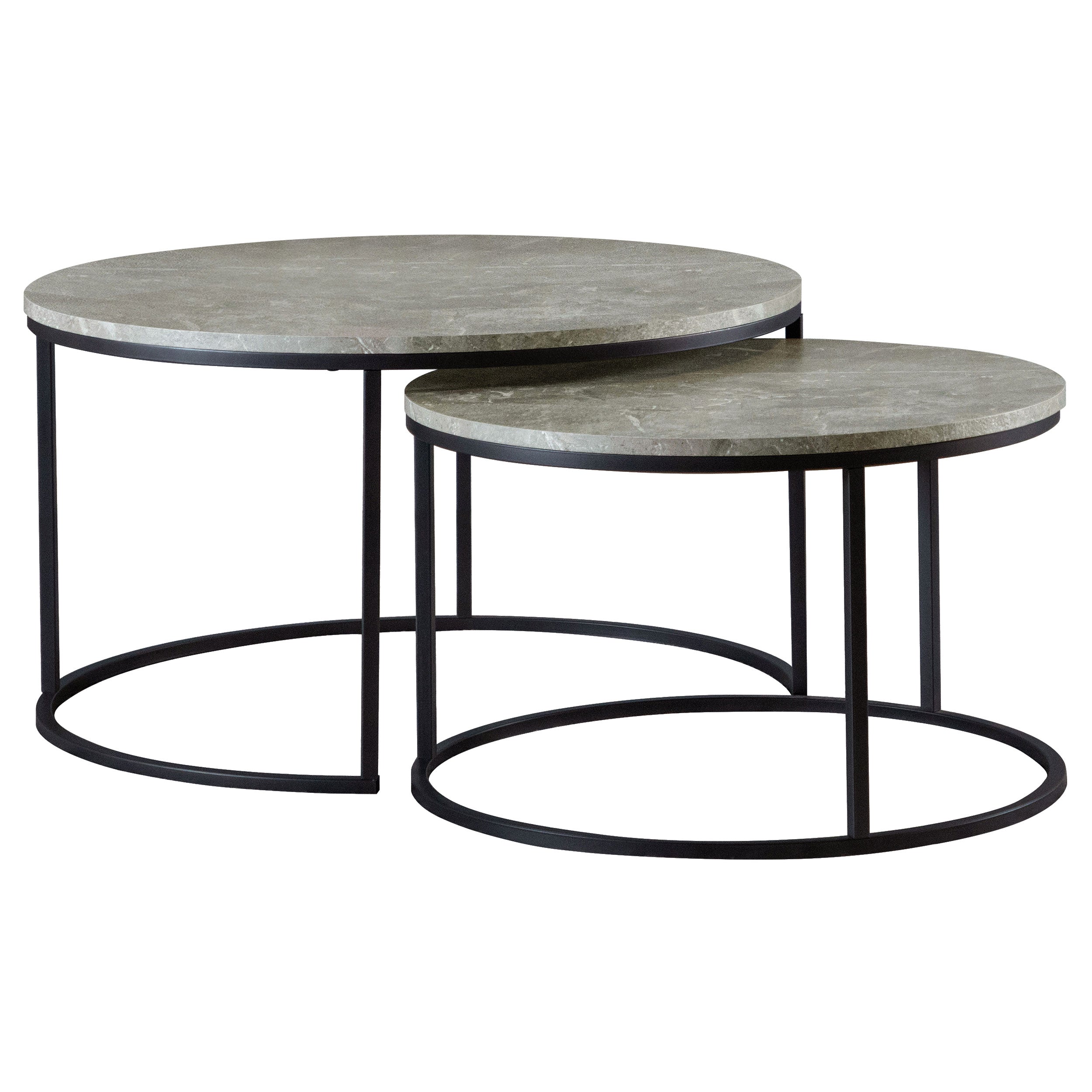 Lainey Round 2-piece Nesting Coffee Table Grey and Gunmetal