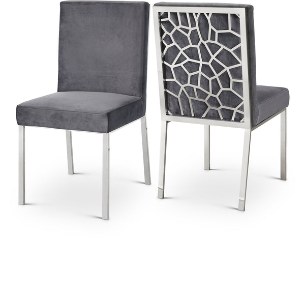 Opal Grey Velvet Dining Chair