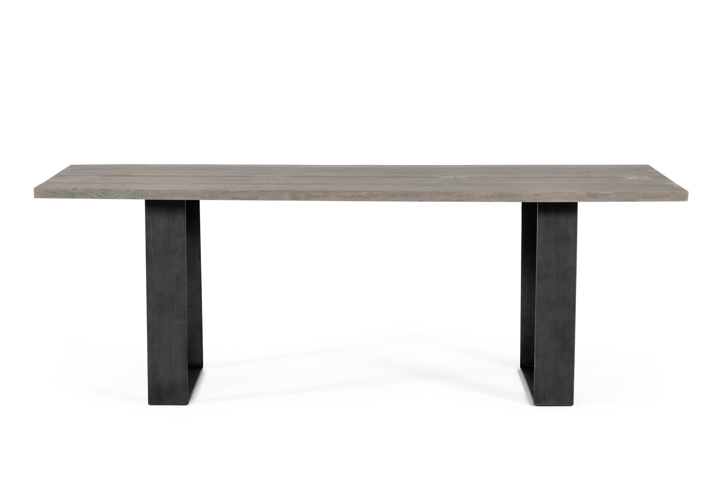 Modrest Murphy - Modern Grey Aged Oak & Black Metal Dining Table