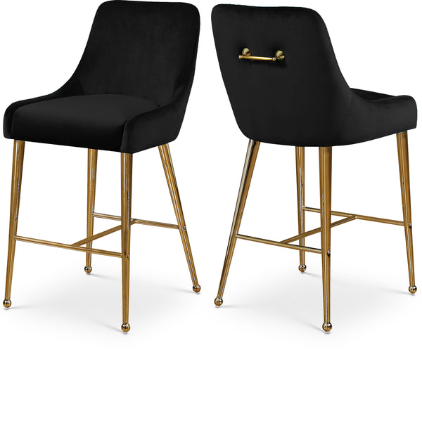 Owen Black Velvet Stool