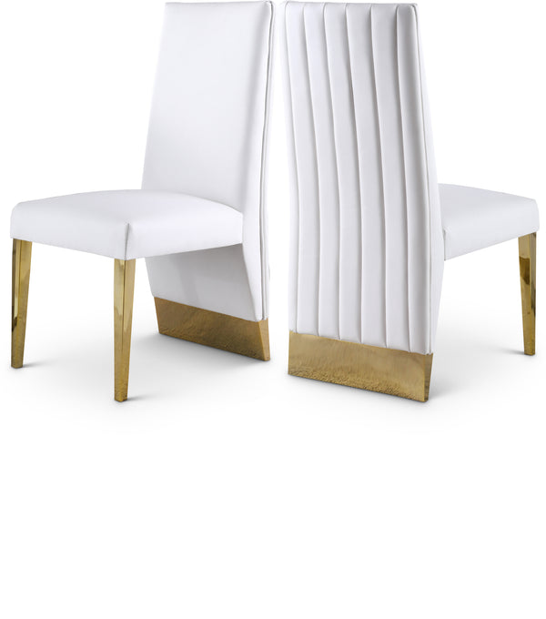 Porsha White Vegan Leather Dining Chair