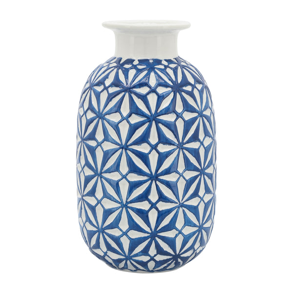 Cer, 8"h Daisy Vase, Blue