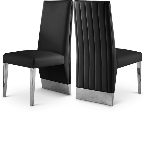 Porsha Black Vegan Leather Dining Chair