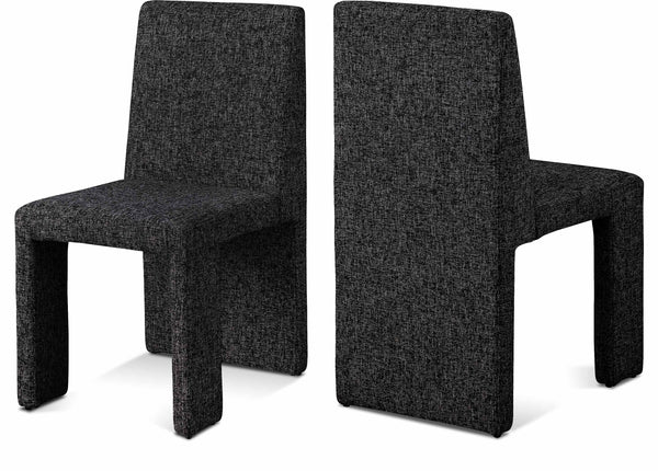 Benson Black Linen Textured Fabric Dining Chair