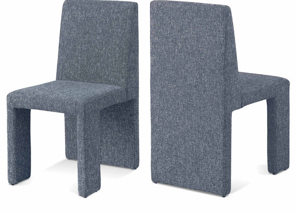 Benson Blue Linen Textured Fabric Dining Chair