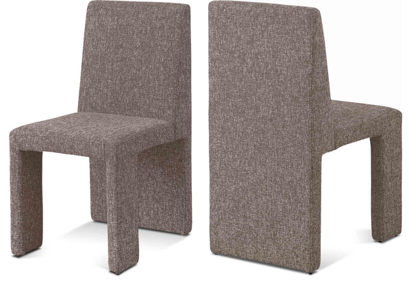 Benson Brown Linen Textured Fabric Dining Chair