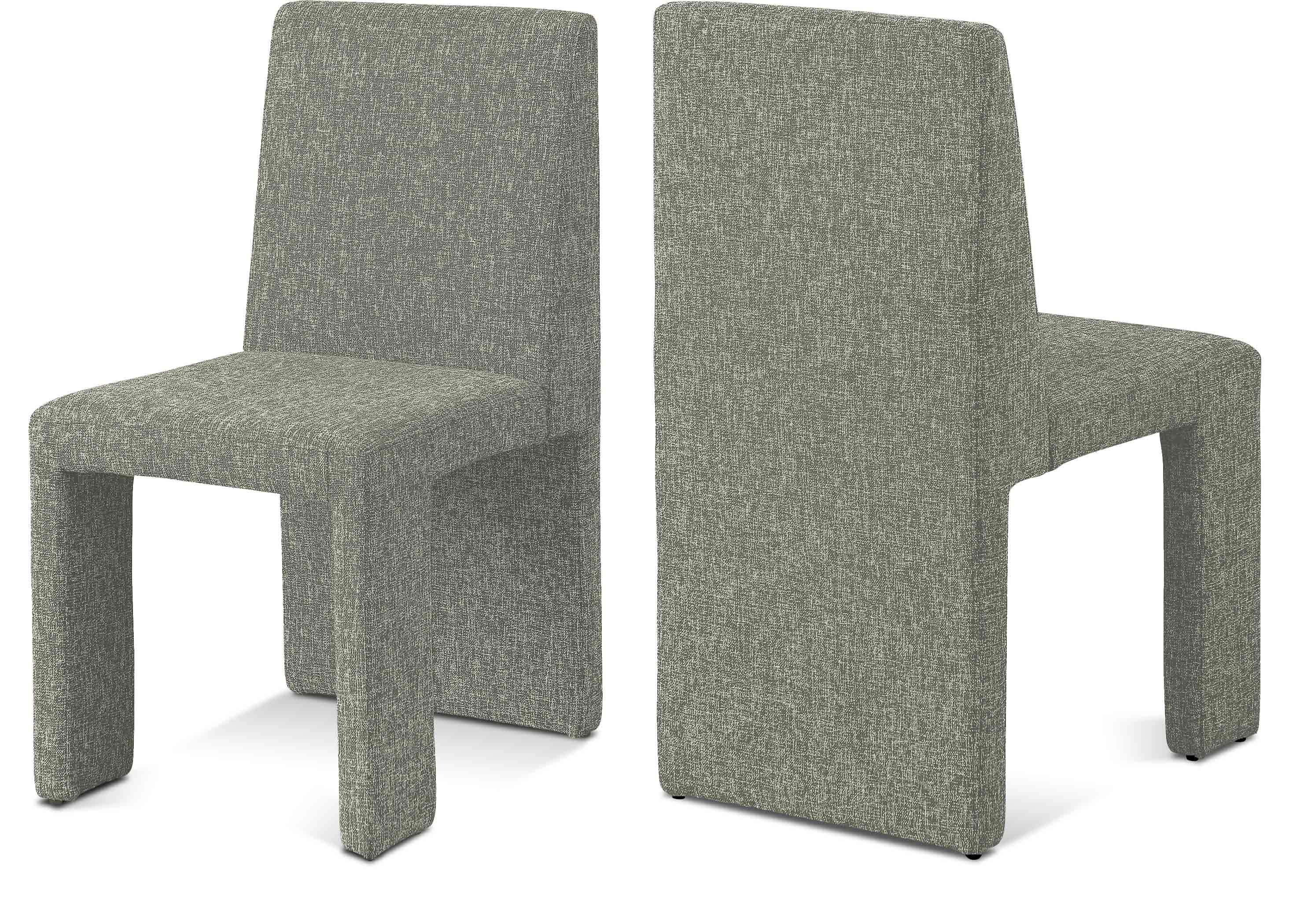 Benson Green Linen Textured Fabric Dining Chair