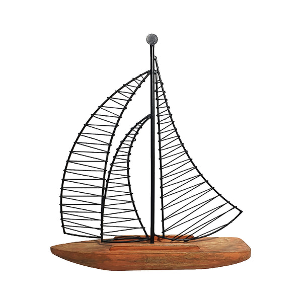 Wood, 20" Sailboat, Brown/black