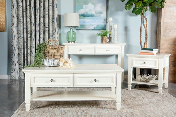 Square 1-drawer End Table with Lower Shelf Buttermilk