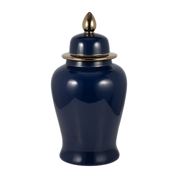 Cer, 24" Temple Jar, Navy/gold