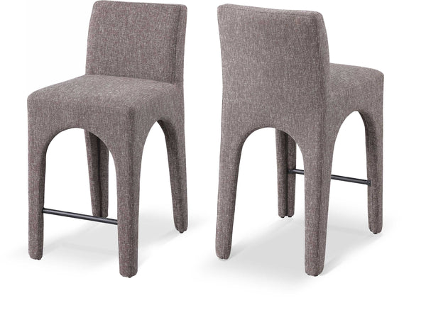 Gramercy Brown Linen Textured Fabric Stool