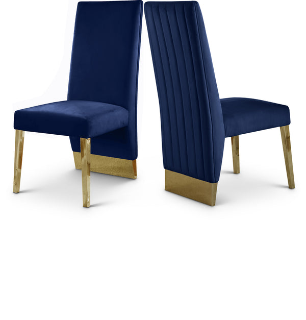 Porsha Navy Velvet Dining Chair