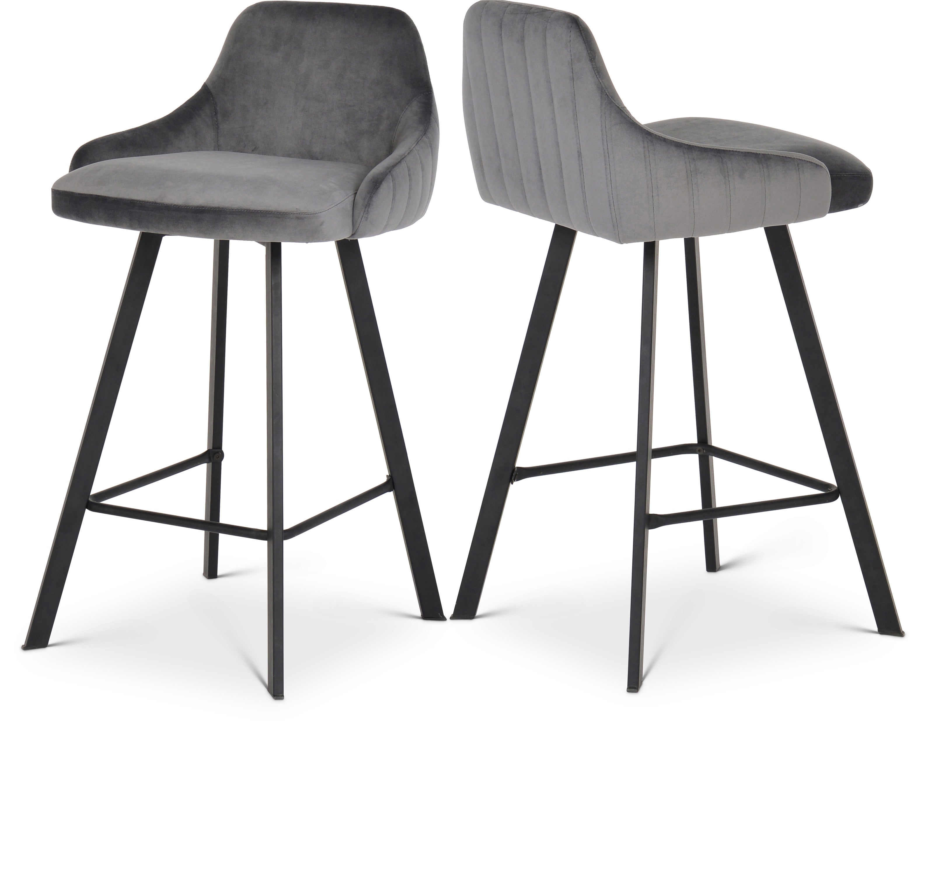 Viviene Grey Velvet Stool