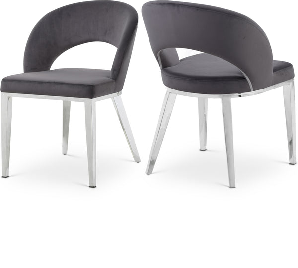 Roberto Grey Velvet Dining Chair