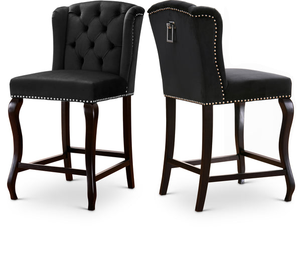 Suri Black Velvet Stool