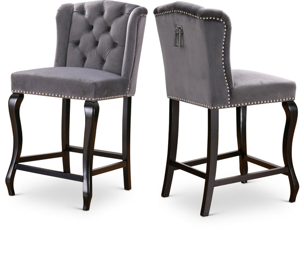 Suri Grey Velvet Stool