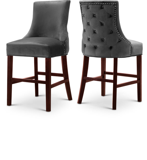 Hannah Grey Velvet Stool