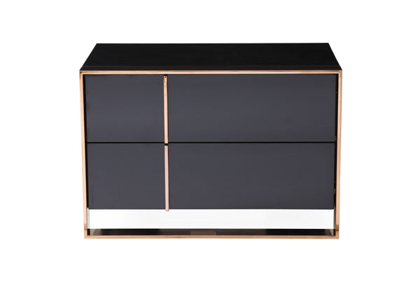 Nova Domus Cartier Modern Black & Rosegold Nightstand