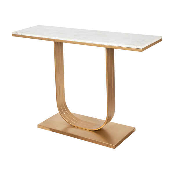 Metal/marble, 47x32 Accent Table, Gold/white