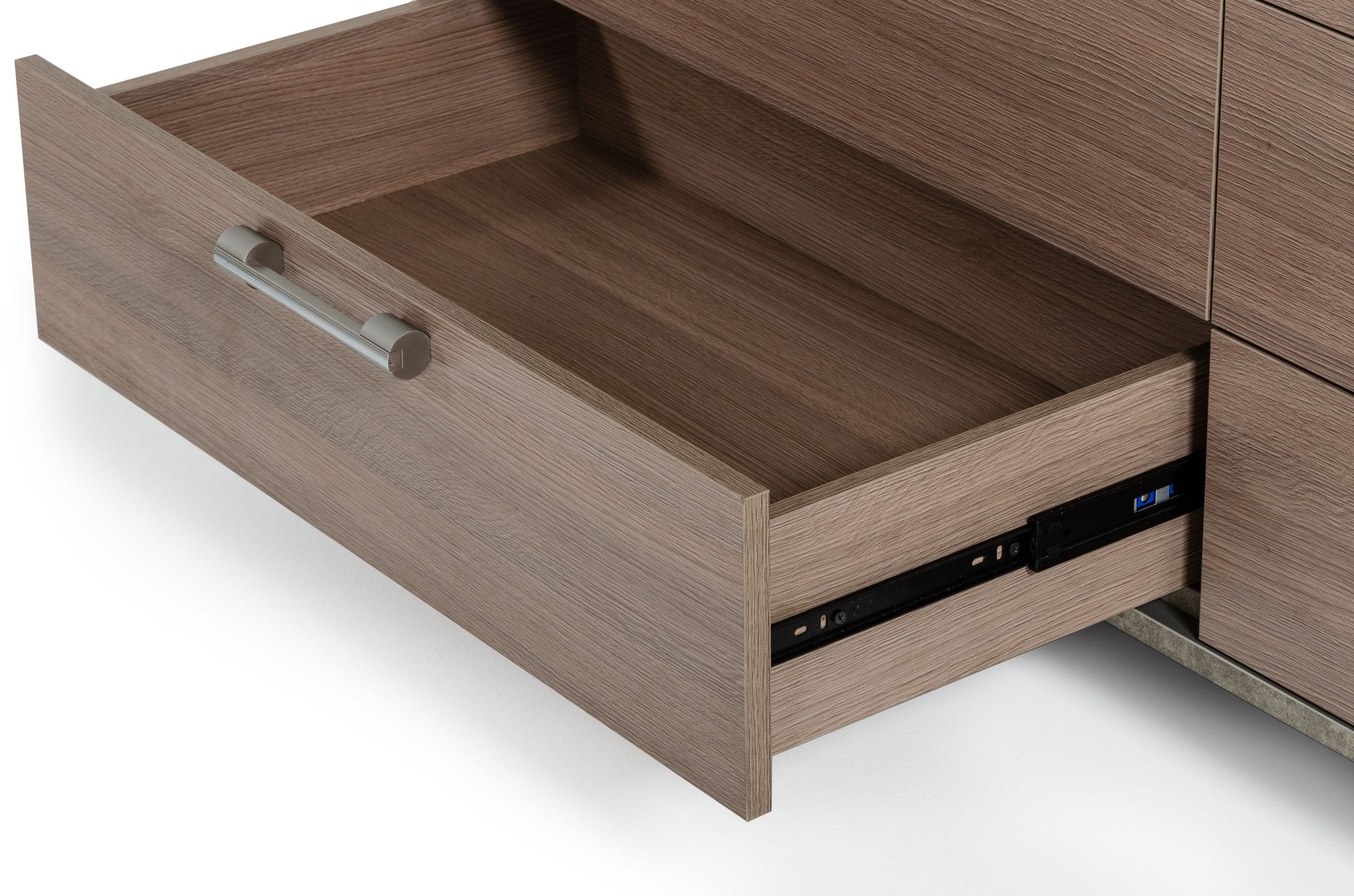 Nova Domus Boston - Modern Brown Oak & Brushed Stainless Steel Dresser