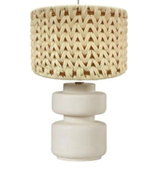 23"ceramic Table Lamp With Macrame Shade