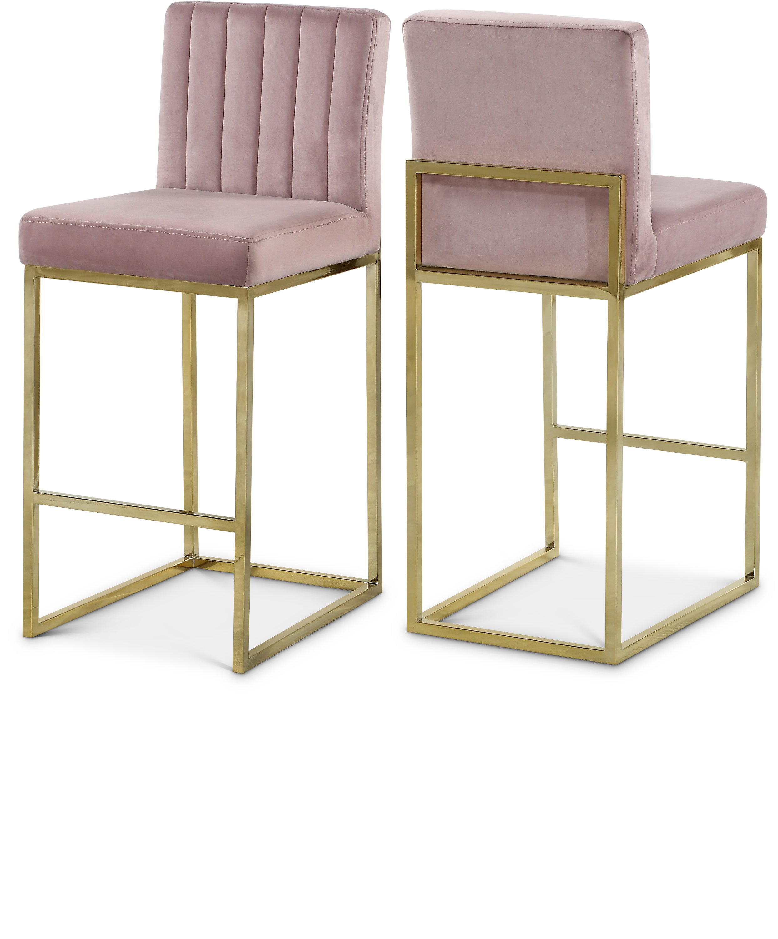 Giselle Pink Velvet Stool