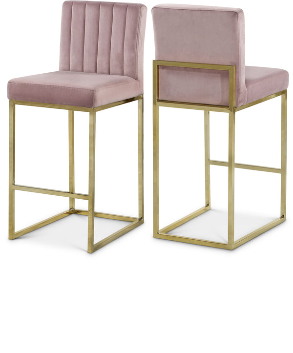 Giselle Pink Velvet Stool