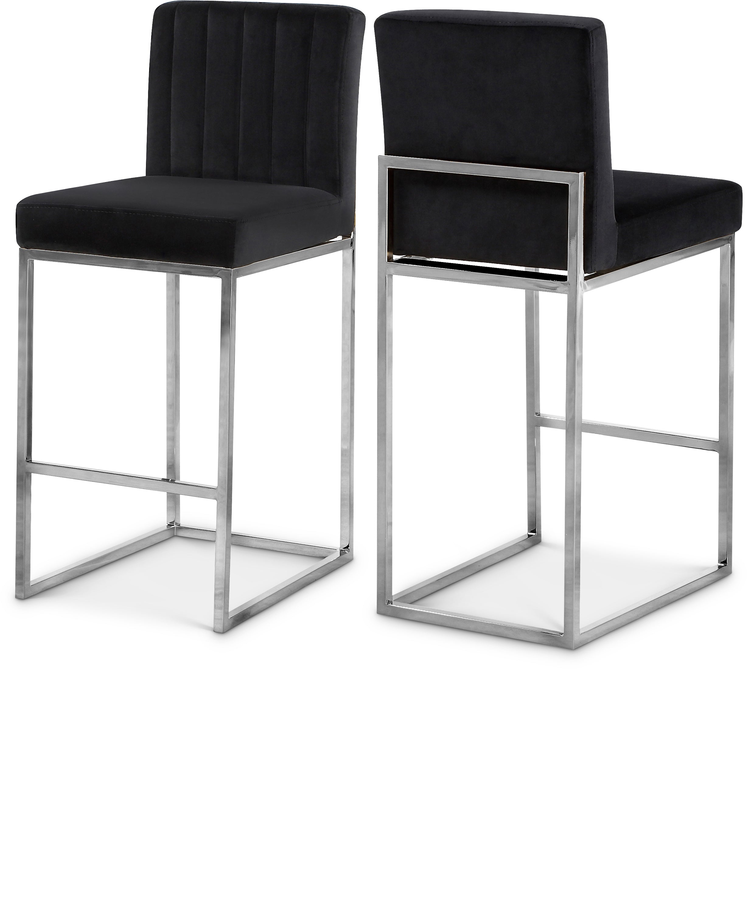 Giselle Black Velvet Stool