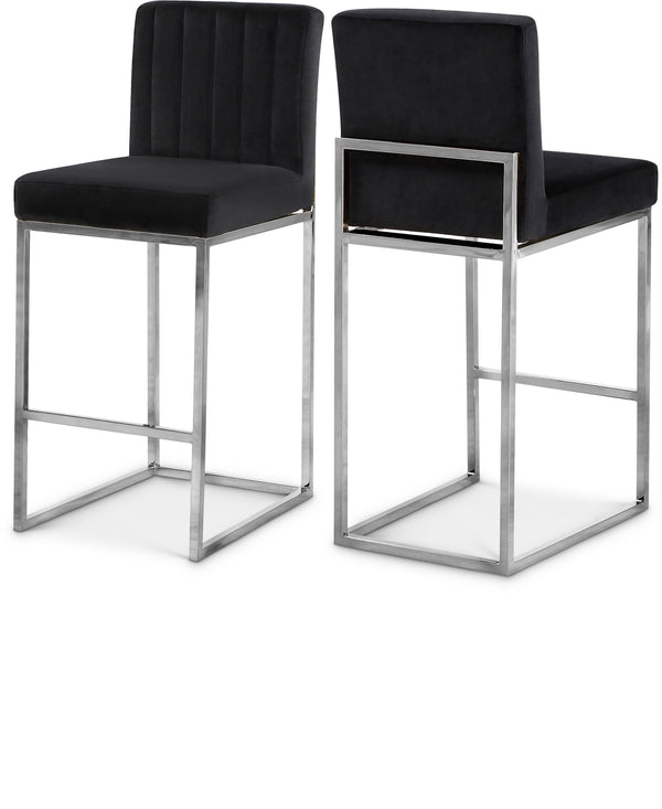 Giselle Black Velvet Stool