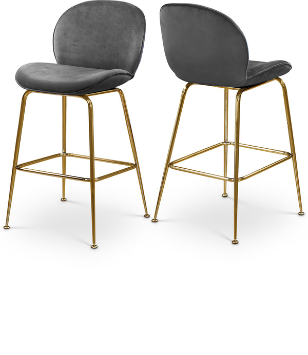 Paris Grey Velvet Stool