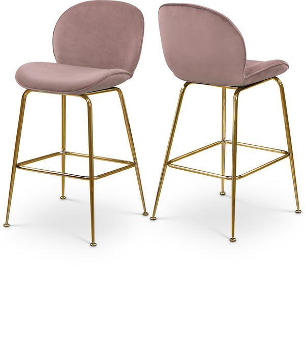 Paris Pink Velvet Stool